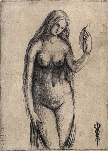 Femme nue tenant un miroir