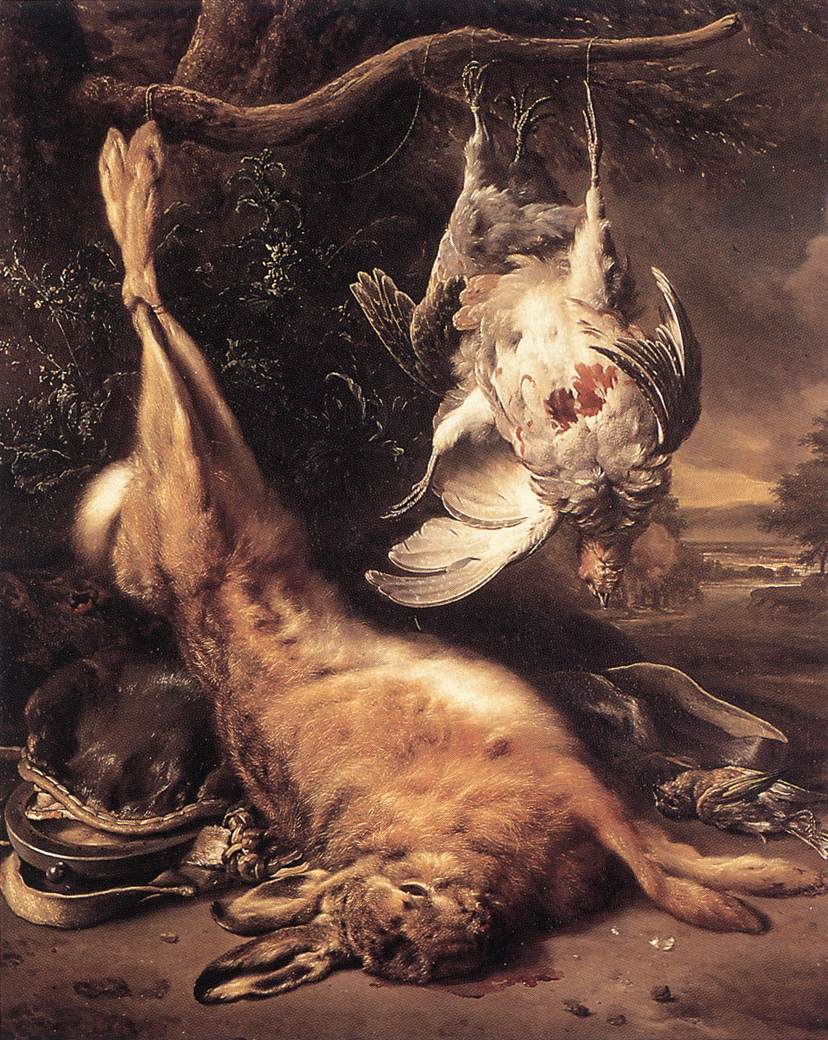 Lièvre mort et perdrix